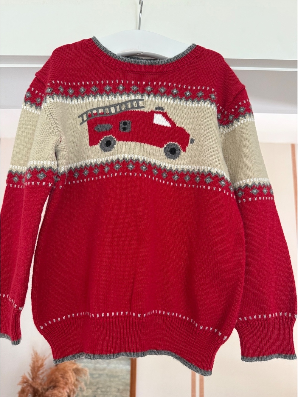 Gymboree Fire Truck Sweater Sz 3T EUC